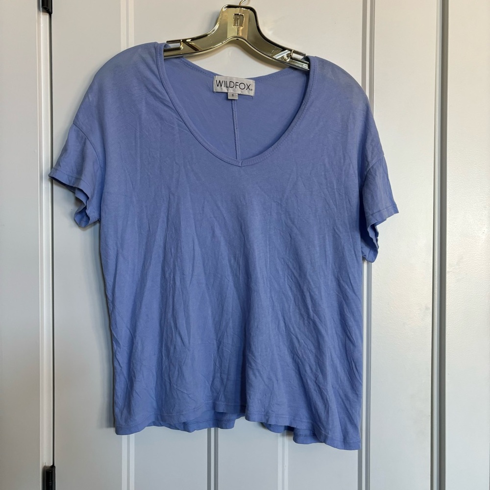 Wildfox - Pastel Blue Distresses Short Sleeve T-Shirt - SMALL
